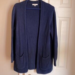 Madewell Navy Cable Knit Cardigan, Size XS.